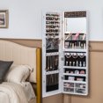 thumbnail image 2 of Gymax Wall Mounted Jewelry Cabinet with Full-Length Mirror and 3-Color LED Lights, White, 2 of 10