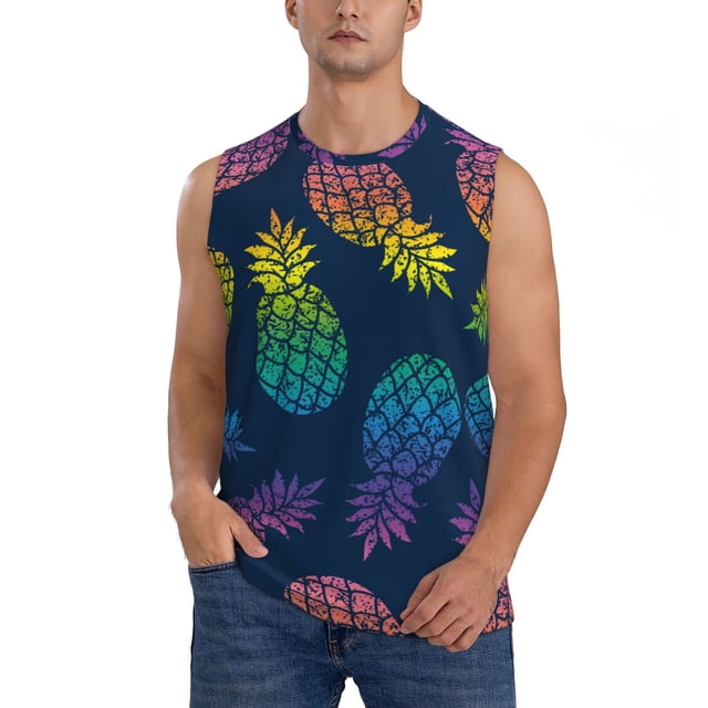 Kdxio Débardeur Rétro pour Homme à Motif Abstrait d'Ananas Vif, Musculation, Gym, Chandails Décontractés Sans Manches - X-Grand