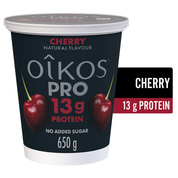 Oikos PRO yogourt en pot saveur cerise, 650 g, sans sucre ajouté, 13 g de protéines
