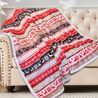 Hitime Couverture Jetée en Molleton Sherpa de Noël pour Canapé Lit Sofa Adultes - Couverture Douce et Chaude pour l'Hiver, Couverture Jetée Épaisse et Duveteuse (Jeté - 50 Pouces x 60 Pouces)