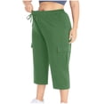 thumbnail image 4 of Wlynlyn Plus Size Capri Pants for Women Drawstring High Waisted Sweatpants Straight Leg Summer Cropped Trousers Size XXL, 4 of 7
