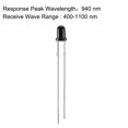 thumbnail image 3 of Unique Bargains 10pcs Photosensitive Photodiodes Light Sensitive Sensors , 3mm Black Round Head Receiver Diode, 3 of 4