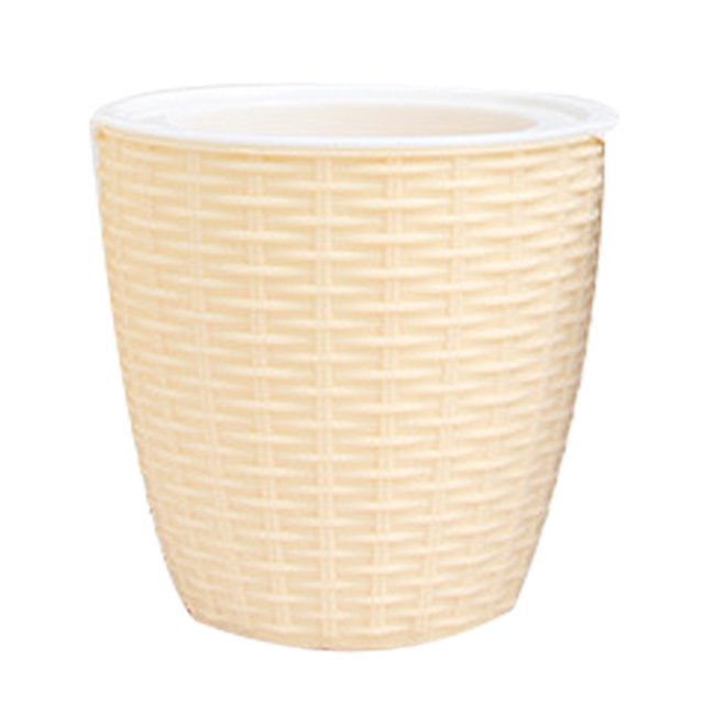 CAROOTU Cache-Pot Intérieur en Plastique Rotin Cache-Fleurs Rond Décor Moderne Durable