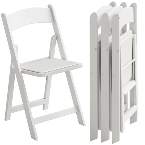 HOMCOM 4 Pack Folding Chairs, Foldable Resin Chair with Padded Seat, White