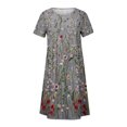thumbnail image 4 of QIPOPIQ Robes pour Femmes Robe Évasée à Étages Manches Courtes Robes Décontractées Col Rond Robe Midi d'Été Robes Pliantes à Imprimé Offres 2023, 4 of 5