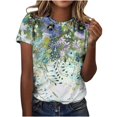 thumbnail image 2 of Économies du Printemps! CEHVOM T-Shirts Graphiques Floraux pour Femmes, T-Shirt à Manches Courtes Boho à Imprimé Paysage Floral pour Femmes, Col Rond Ample Décontracté d'Été Décontracté Ample Basique Confortable T-Shirts Boho Hauts 2023, 2 of 5