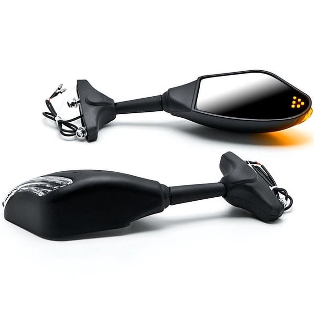 Krator Matte Black Integrated Mirrors w/ LED Turn Signals Compatible with Ducati Multistrada 620 1000 1100 1200