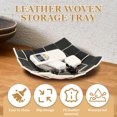 thumbnail image 2 of CHUANK 2 Pcs Valet Tray PU Leather Key Bowl Reversible Valet Tray Organizer Square Weave Nightstand Organizer Tray Waterproof Key Tray Decorative Catchall Tray for Man, 2 of 10
