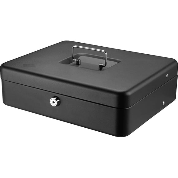 SentrySafe Money Safe Cash Box with Money Tray and Key Lock, 0.21 Cubic Feet, 3.75 x 12 x 9.5 inches, CB-12, Black