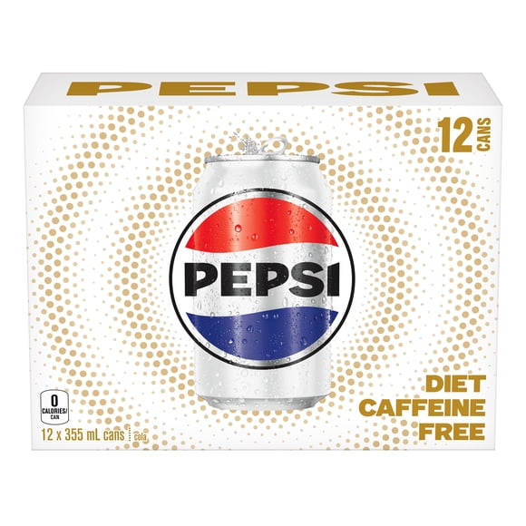 Pepsi Diet Caffeine Free Cola 355 mL cans, pack of 12