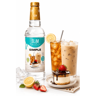 Slim Syrups Sugar Free Simple Syrup, 0 Calories, 0 Sugar, Keto Friendly, 750 mL Bottle