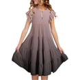 thumbnail image 1 of GDREDA Robes Fille 7 Robe d'Été pour Filles Couleur Dégradée Col Rond Manches Volantées Robe Trapèze à Étages Respirante Confortable Robe Ludique pour Enfants Tout-Petits Fête d'Anniversaire et Usage Quotidien Brun,10-11 Ans, 1 of 5