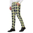 thumbnail image 4 of INSPIRE CHIC Men's Formal Color Block Slim Fit Flat Front Plaid Dress Pants 30 Navy Yellow, 4 of 7