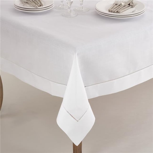 SARO 6300.W90S Nappe à Bordure Classique à Ourlet Carré de 90 Po Blanche