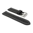 thumbnail image 3 of 30mm Classic Leather Buffalo Pattern Watch Strap Band, White Stitching, Stainless Steel Buckle, 3 of 7