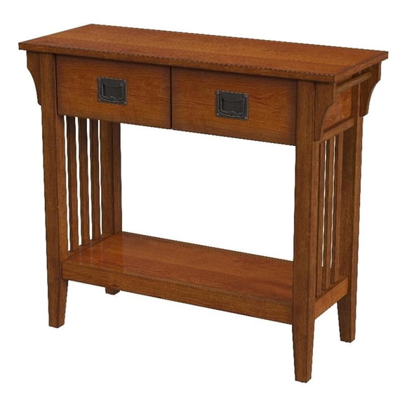 Larina Table Console à 2 Tiroirs en Liseré de Frêne Olive
