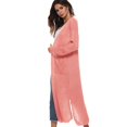 thumbnail image 3 of Longs Pulls Unis Tricot Manches Longues Poches Cardigan Chandail Cardigans Femme Noir TTG, 3 of 4