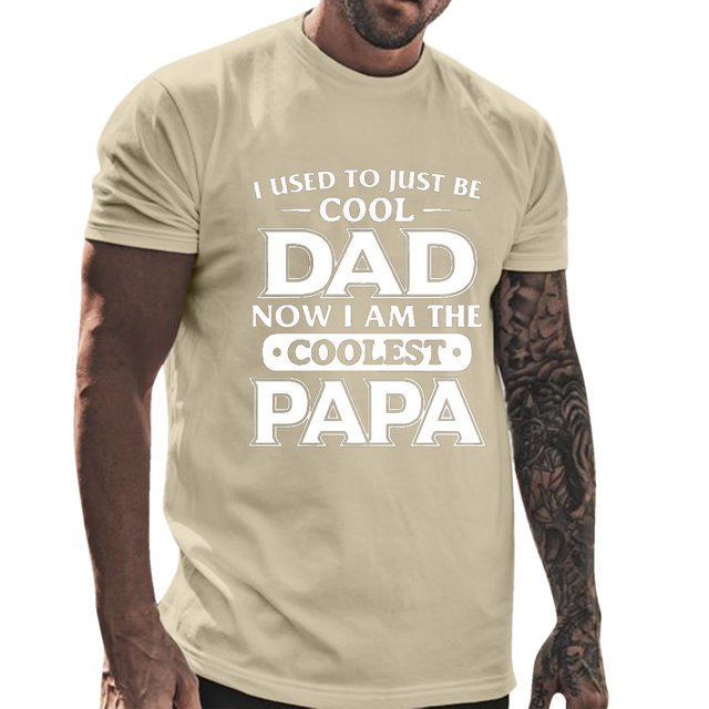 LUOGENLI T-shirts pour Homme pour Hommes Homme Printemps et Été Fête des Pères Décontracté Rétro Lettrage Impression Partielle T-Shirt Col Rond Manche Courte Haut 4xlt T-shirts pour Hommes T-shirts Graphiques Pâques Beige TTG