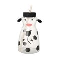 thumbnail image 1 of Glass Cup With Straw,600MLCreative Glass Straw Cup Cow Shape Glass Cup Glass Cup Exquisite Design, 1 of 8