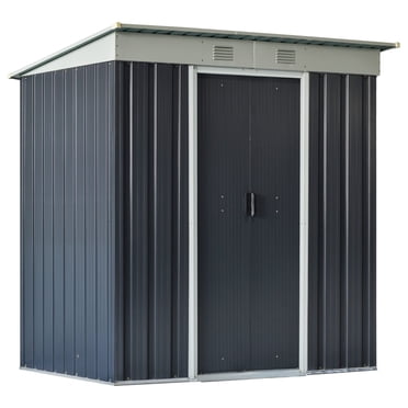 Outsunny 6' x 4' Metal Outdoor Storage Shed w/ Sliding Doors Charcoal Grey