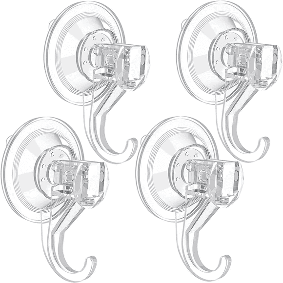 Crochets à Ventouse, Crochets de Douche à Succion sous Vide Luxear Réutilisables, Imperméables, à Forte Succion - Lot de 4