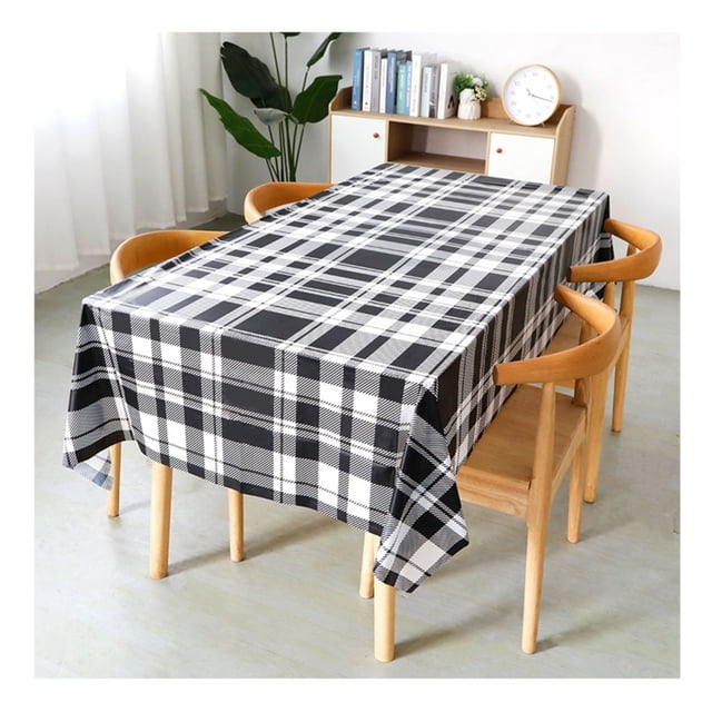 Penkiiy 5PCS Checkered Tablecloth 554 x 108 Inch Plastic Plaid Tablecloth Vinyl Tablecloth with Flannel Backing Party Table Cloth Oilcloth Waterproof Tablecloth