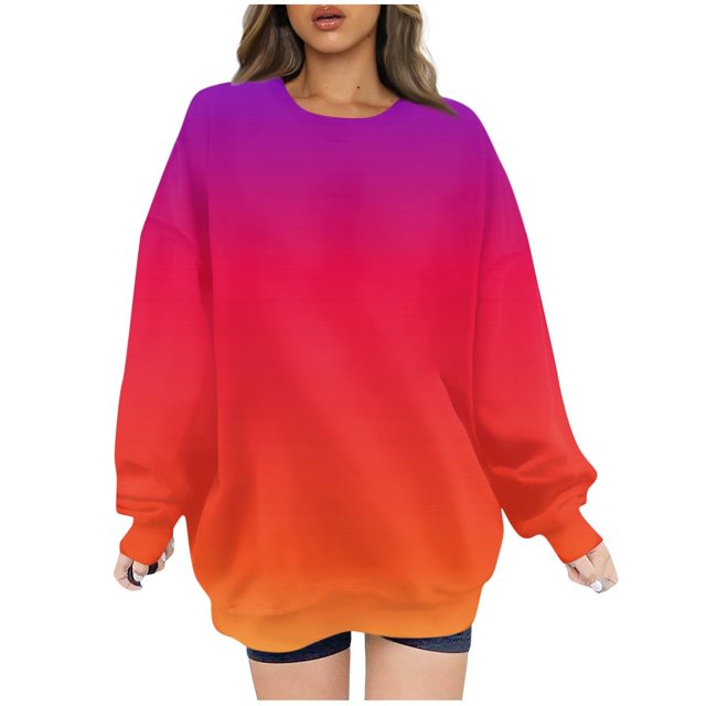 Meichang Chandail en Molleton Surdimensionné pour Femmes Manches Longues Col Rond Chandails en Molleton Tendance Gris Pull Ample