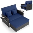 thumbnail image 2 of Costway 2 PCS PE Wicker Outdoor Daybed with 4-Level Adjustable Backrest, Storage Ottoman Navy + Black, 2 of 10