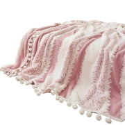 Weighted Blanket Knitted Throw Blanket Jacquard Woven Plush Fleece Sofa Blanket Office Blanket Nap Blanket Breathable Soft Cozy Blanket Star Dream Design Pink 100X150Cm L-22 Pink