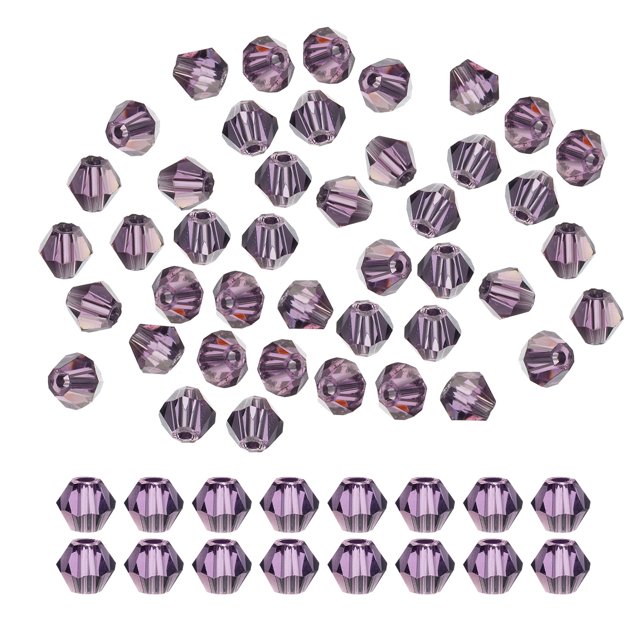 Uxcell 1600Pcs 4mm Bicone Glass Beads Small Faceted Purple