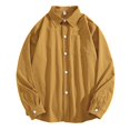 thumbnail image 1 of PMUYBHF Homme Noir Chemise Habillée pour Hommes Coupe Régulière Homme Automne Hiver Simple Décontractée Col à Revers Plage Manches Longues Vacances Plein Air Chemise de Vacances, 1 of 5