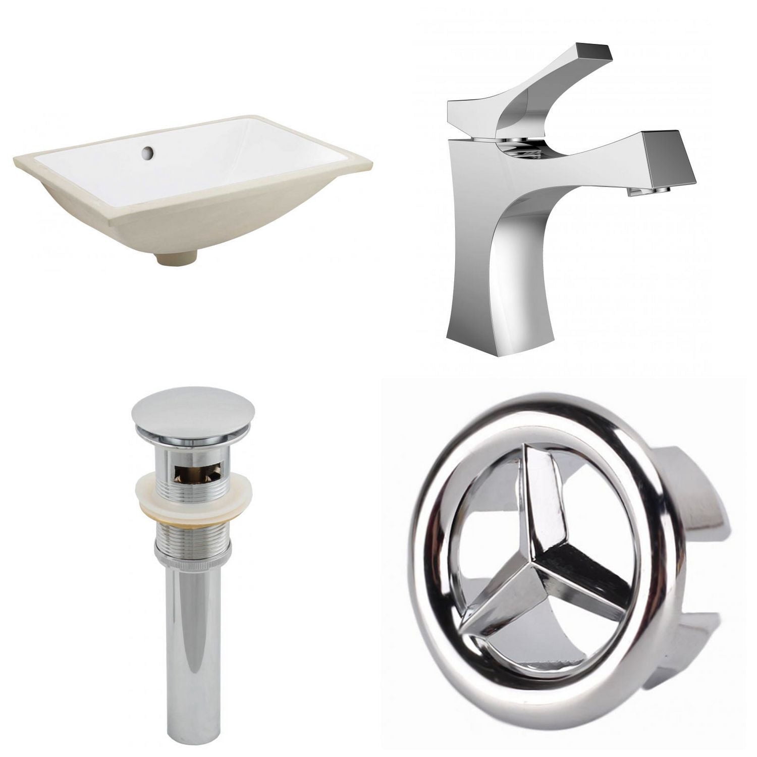 Imaginations Américaines 18.25-po. W Undermount Sink Ensemble Blanc