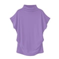 thumbnail image 1 of Blouse Décontractée en Coton à Manches Courtes Col Roulé pour Femmes, T-shirt Grande Taille, 1 of 2
