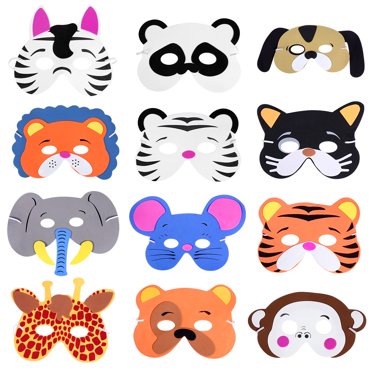 Shisuyan TOYMYTOY 12 Pcs Masque Facial Animal pour Enfants Cadeaux de Fête d'Anniversaire Déguisement Costume