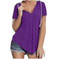 thumbnail image 1 of Timegard Womens Tops V Neck Short Sleeve Drawstring Hoodies Pullover Tee Comfy Summer Casual Tunic Tops, 1 of 5