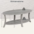 thumbnail image 3 of Gymax Table Basse Ovale à 2 Niveaux avec Tablette de Rangement, Table d'Appoint en Bois de Caoutchouc pour Thé, 3 of 10