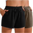 thumbnail image 1 of Plebaso 2 Pack Womens Sweat Shorts Casual Drawstring Running High Waisted Athletic Shorts with Pockets, 1 of 6