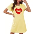 thumbnail image 5 of Sakmal Robe de Maison Moomoo pour Femmes Courte Jaune Légère Grande Taille Robe de Nuit à Manches Courtes Imprimé Cœur Chemises de Nuit pour Femmes, 5 of 5