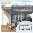 thumbnail image 2 of AECOJOY Pergola Murale 3 m x 4,8 m à Hauteur Réglable, Pergola Adossée en Métal Rigide avec Toit pour Terrasse Extérieure, 2 of 8