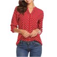 thumbnail image 1 of CEHVOM Chandail Blouse à Manches Longues à Col en V pour Femmes, Décontracté et Confortable, à Pois Imprimés, Liquidation, 1 of 8