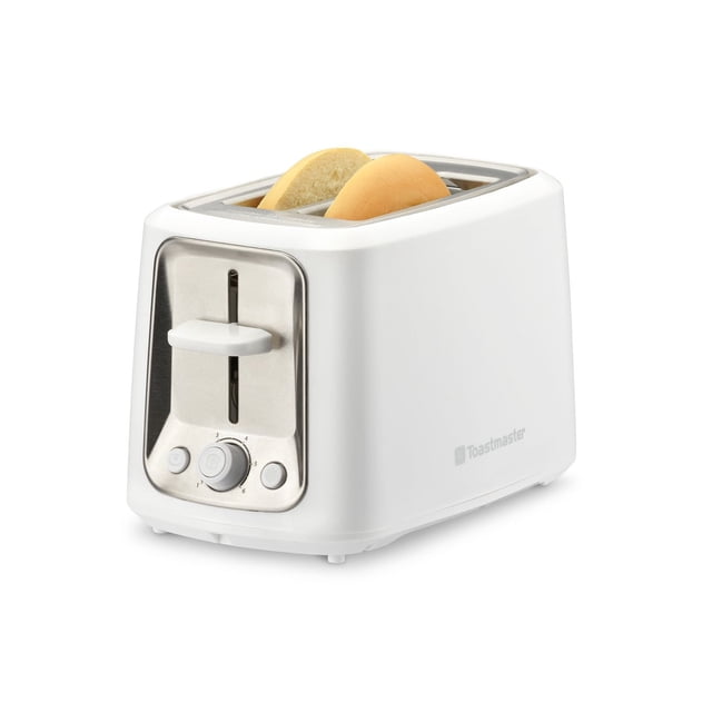 Toastmaster Grille-Pain 2 Tranches en Blanc avec Panneau de Commande en Acier Inoxydable, Doté de Deux Fentes Larges pour Tenir des Moitiés de Pain et de bagel, Cadran de Brunissage Réglable à 7 Réglages, Levier de Rôtissage Haut, Extérieur au Toucher Froid et Plateau Ramasse-Miettes Rabattable pour un Nettoyage Facile. Il Convient Aussi pour Griller des Pains et des Pâtisseries Artisanaux.