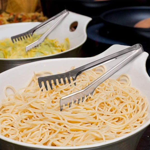 Stainless Steel Comb-Style Kitchen Tongs for Barbecue, Salad, Pasta, and Serving
