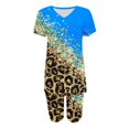 thumbnail image 2 of Ensembles 2 Pcs pour Femmes Été Mode Estivale Décontractée T-Shirt à Manches Courtes Col en V Ensemble Short Ensembles de Détente d'Été pour Femmes en Liquidation, 2 of 3