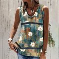 thumbnail image 2 of Birdeem Mode Femme Été Sans Manches Col en V Chandail Imprimé Blouse Décontractée, 2 of 5