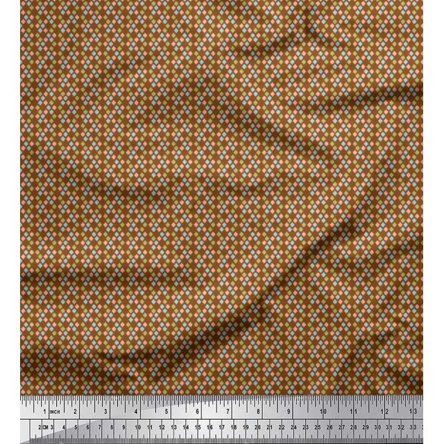 Soimoi Polyester Crepe Fabric Geometric Small Printed Craft Fabric by The Yard 52 Inch Wide