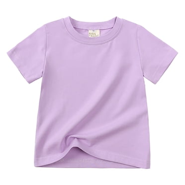 Splozh Girls Oversized T Shirts Children's T Shirt Solid Color Short Sleeved Shirt Boys and Girls Outside Cotton T Shirt Purple,6-7 Years