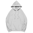 thumbnail image 5 of Chandail à Capuchon pour Femmes Couleur Unie Basique d'Automne avec Poche avant Extensible Coupe Confortable Chandail Molletonné à Enfiler Chandail Ras du Cou pour Femmes Argent XXXXXL, 5 of 5