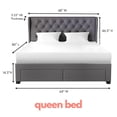 thumbnail image 3 of Brittany Queen Bed Frame with 4 Storage Drawers/Platform Bed/Upholstered/Tufted/No Box Spring Required/Wood Slat Support (Linen Blend, Dark Grey), 3 of 6