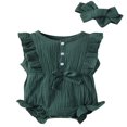 thumbnail image 1 of Baby Romper Hair Band Set Infant‘s Fly Ruffled Sleeve Jumpsuit, 1 of 5