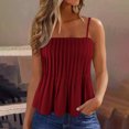 thumbnail image 2 of AherBiu Camisole Tops for Women Boho Ruffle Spaghetti Strap Square Neck Sleeveless Ruched Cute Tank Tops, 2 of 6